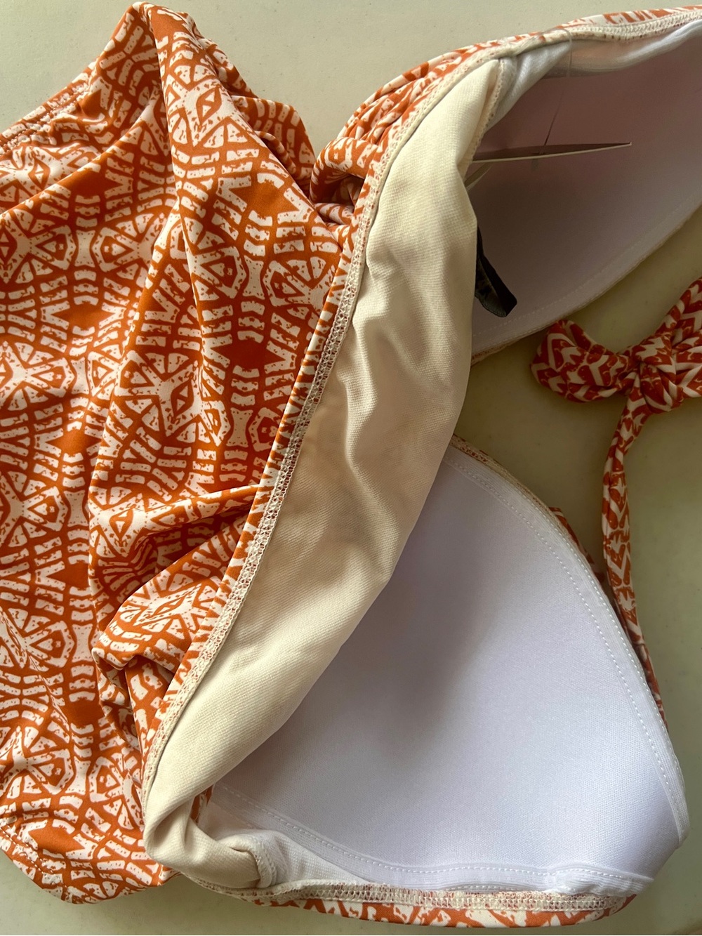 Ellen Tracy Orange and White Patterned One-Piece Swimsuit - Picture 11 of 13